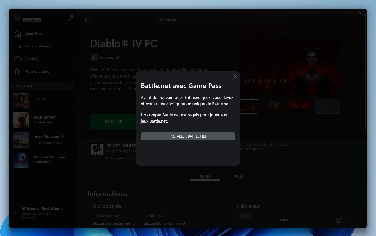 Capture d’écran du launcher Xbox